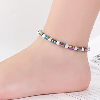 Магнитные ножные браслеты для похудения Для женщин И мужчин, браслеты для магнитотерапии из красочных камней, Ножной браслет для облегчения боли, украшения для похудения