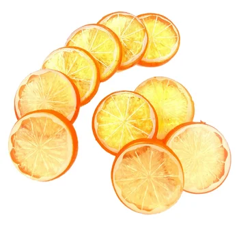 10 Шт Поддельный ломтик Лимона Искусственные фрукты Реалистичная модель для украшения домашней вечеринки Оранжевый