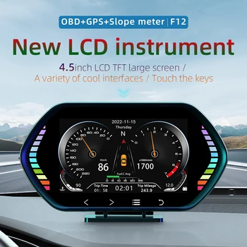 4,5 дюймовый Автомобильный HUD OBD2 GPS Двухсистемный Головной дисплей со временем Неделей GPS Спидометр Инклинометр Сигнализация превышения скорости Аксессуары