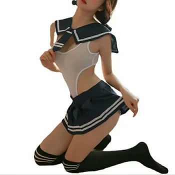 Женская сексуальная студенческая униформа, комплект нижнего белья, костюм для косплея школьницы, эротическое нижнее белье, мини-юбка в сорочку