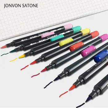 Jonvon Satone 12 Цветов, Водорастворимая маркерная ручка, 12 цветов, двуглавый цветной маркер, Канцелярские принадлежности для рисования, подарок