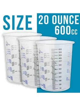 50шт одноразовых прозрачных градуированных пластиковых стаканчиков для смешивания краски с УФ-смолой и эпоксидной смолой 20 унций 600 мл В соотношении 2-1 3-1 4-1