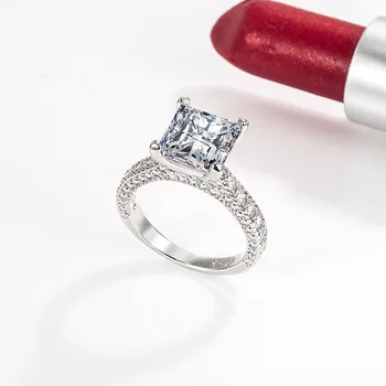 Ювелирное кольцо из 100% стерлингового серебра 925 пробы с бриллиантами для женщин, обручальные кольца, коробка для колец с бриллиантами для помолвки